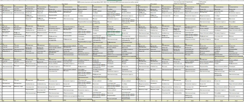 2023-2024 жылғы сабақ кестесі